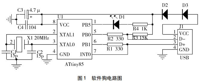 图 1 加密狗电路图