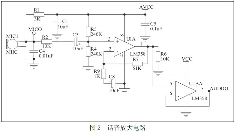 图 2 话音放大电路